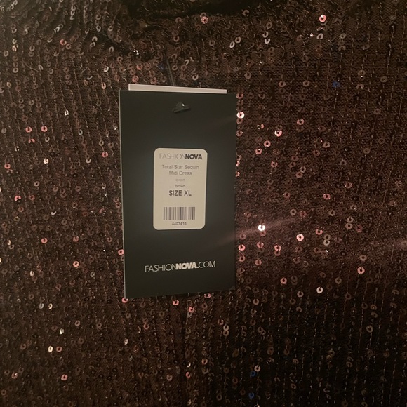 Fashion total star sequin Mindi dress bronze with rouge body con - Picture 5 of 6